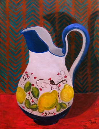 Elegant Lemons Jar by artist OLGA LORA
